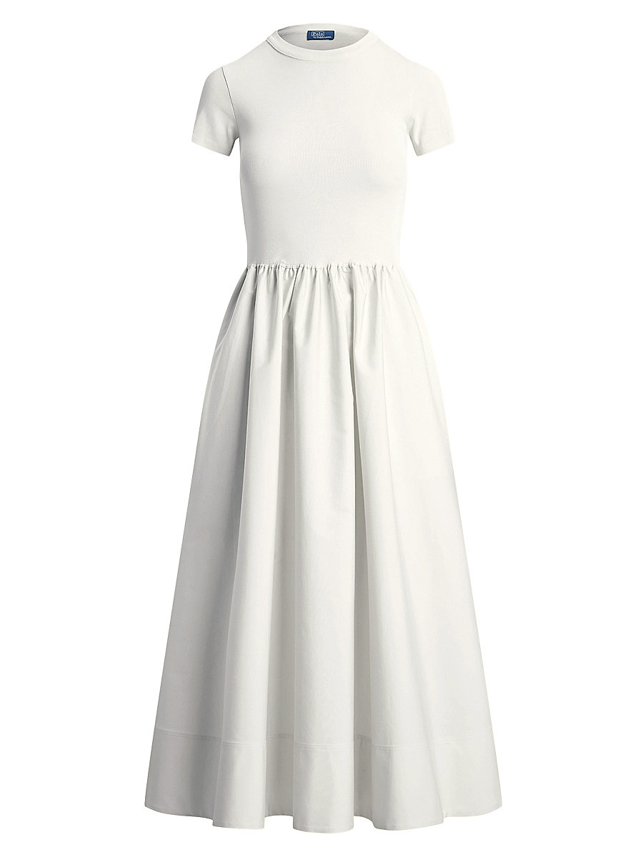 Women's Cotton Short-Sleeve Midi-Dress - White - Size Medium | Saks Fifth Avenue