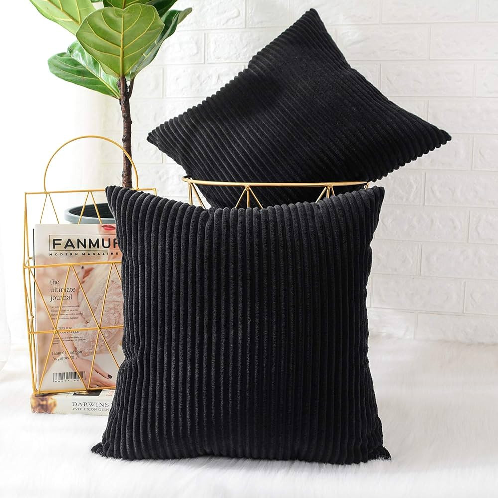MERNETTE Pack of 2, Corduroy Soft Decorative Square Throw Pillow Cover Cushion Covers Pillowcase,... | Amazon (US)