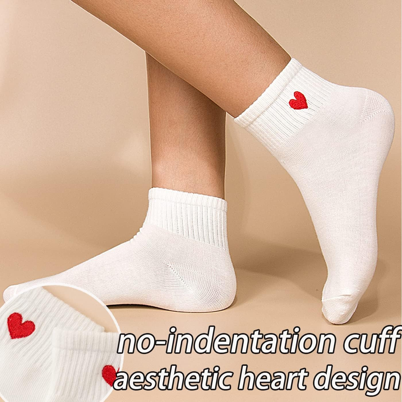 CHUNFO Cute Heart White Red Ankle Women Socks Frilly Fun Bear Pattern Long Crew Novelty Aesthetic... | Amazon (US)