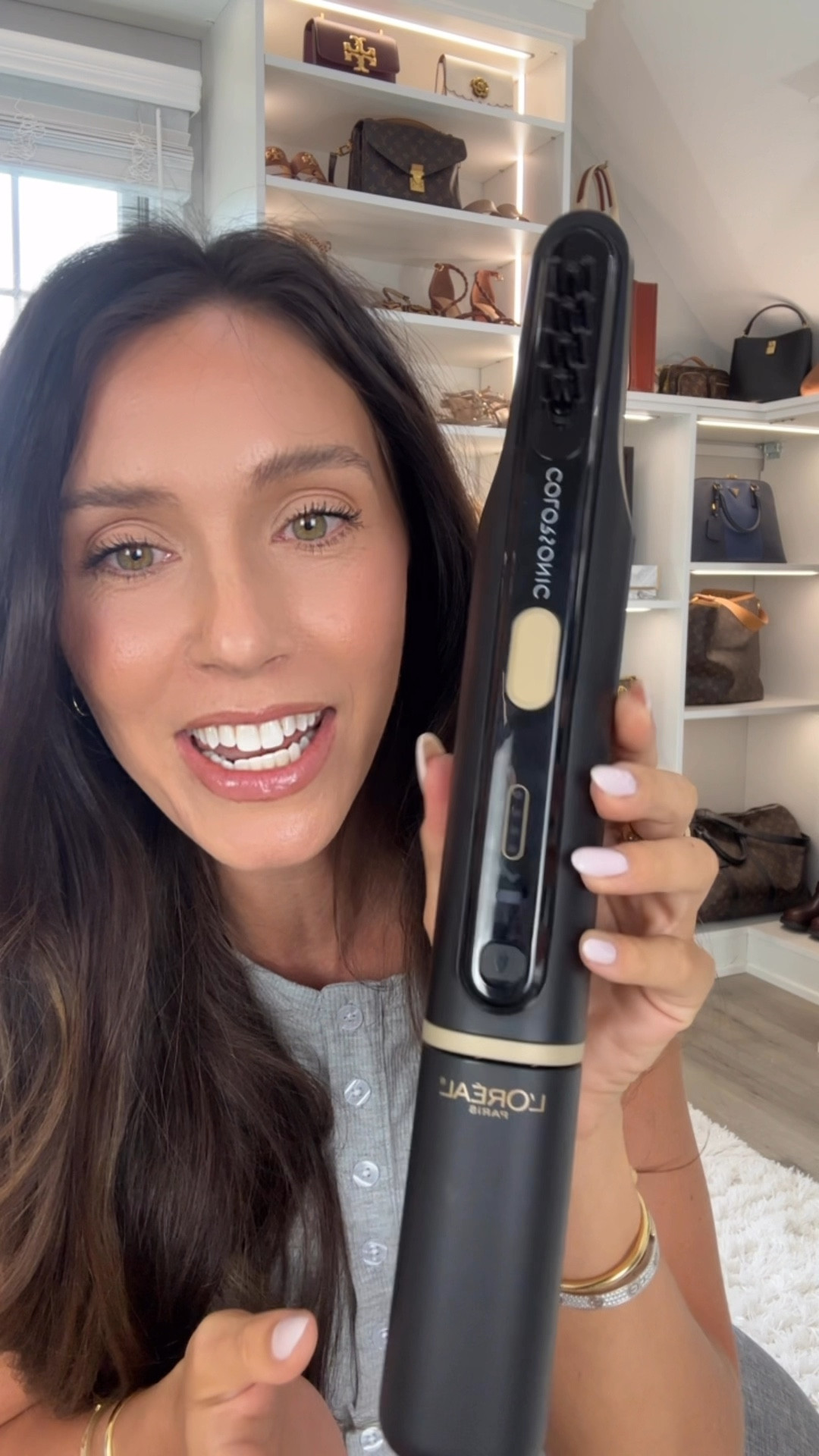 #LOrealParisPartner This Colorsonic hair coloring device by L’Oreal Paris makes coloring your hair at home so much faster & easter…AND IT’S ON SALE FOR $99!! Whenever you want to color your hair - you buy a separate hair color cartridge (my shade is the 03 - Darkest Brown), simply insert it into the the device and then the bristles move 300x per minute to efficiently distribute the hair color. I only touch-up my roots, but you can do a full hair application in only 5 minutes!! This is permanent hair color with 100% gray coverage and is ammonia, silicone and paraben free!! Definitely something to consider if you color your hair at home!  

@lorealparis
#Colorsonic
#HairColor

#LTKBeauty #LTKSaleAlert #LTKFindsUnder100