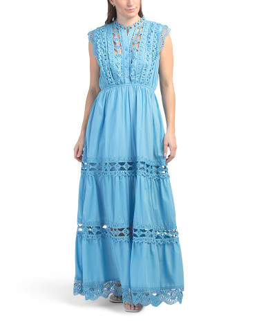 Sleeveless Lace Trim Maxi Dress | TJ Maxx