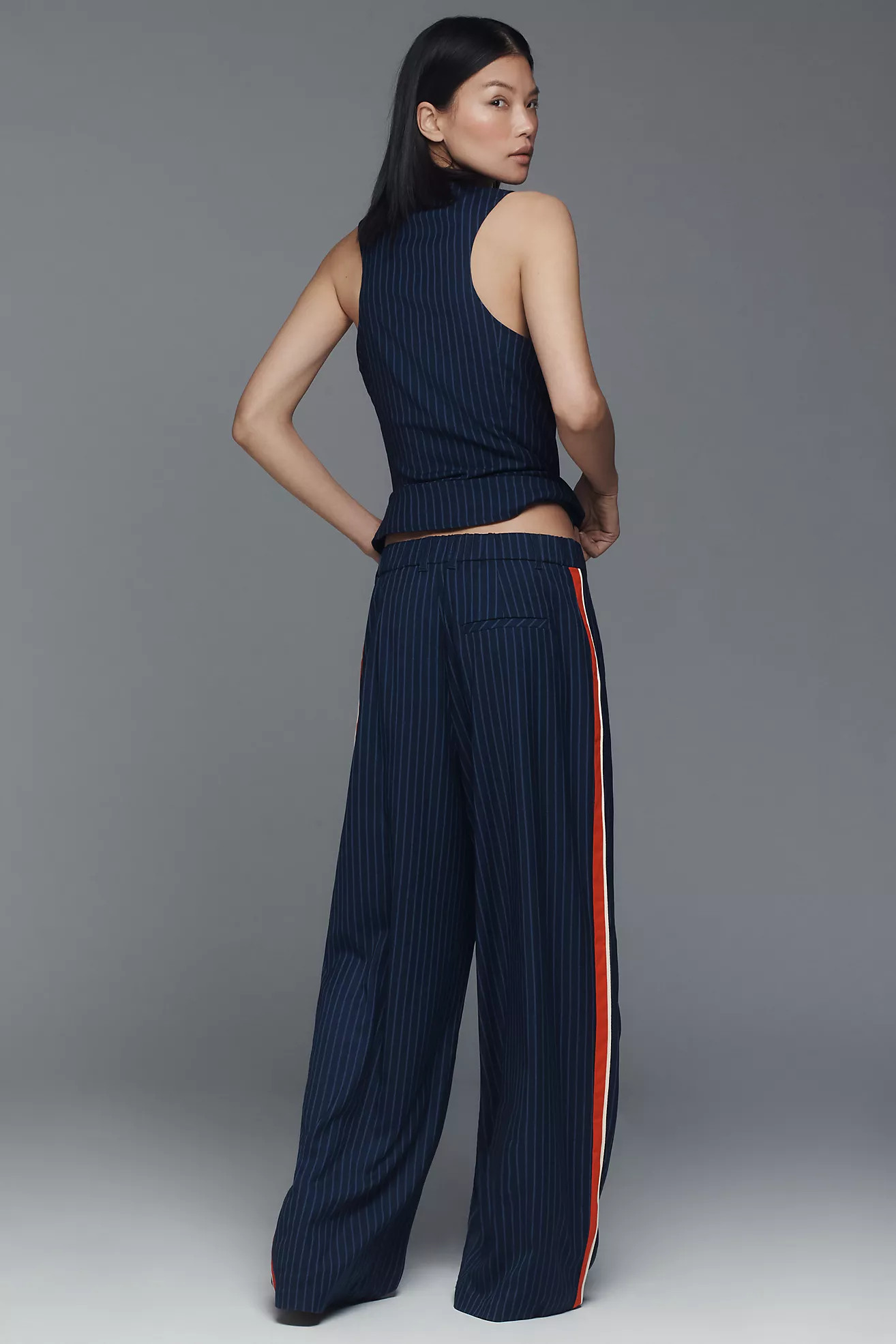 The Avery Pleated Wide-Leg Trousers by Maeve: Pinstripe Track Edition | Anthropologie (US)