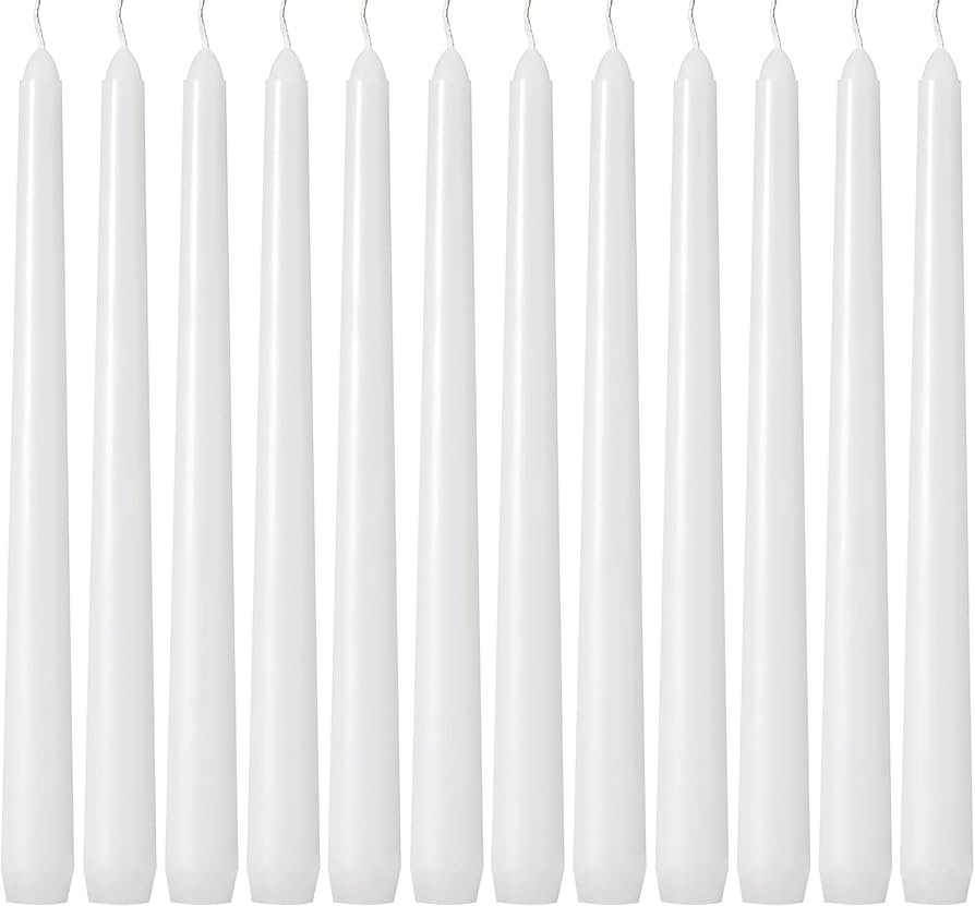 12 Pack White Taper Candles - Taper Candles 10 Inch Dripless, Smokeless & Unscented - 8 Hours Lon... | Amazon (US)