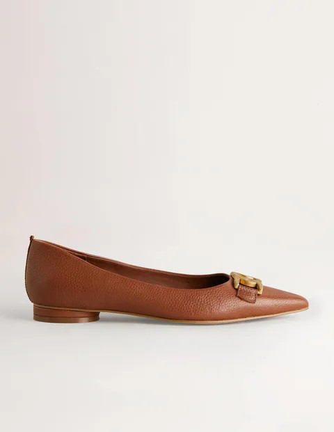Pointed Toe Detail Flat Shoes Tan/ Embellishment Women Boden | Boden (US)