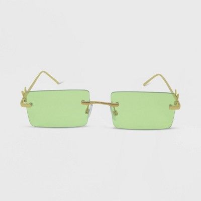 Women's Rimless Metal Rectangle Butterfly Sunglasses - Wild Fable™ Lime Green | Target