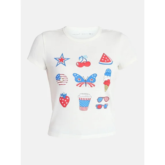 Americana Symbols Women's Graphic Tee with Short Sleeves, Sizes XXS-XXL | Walmart (US)