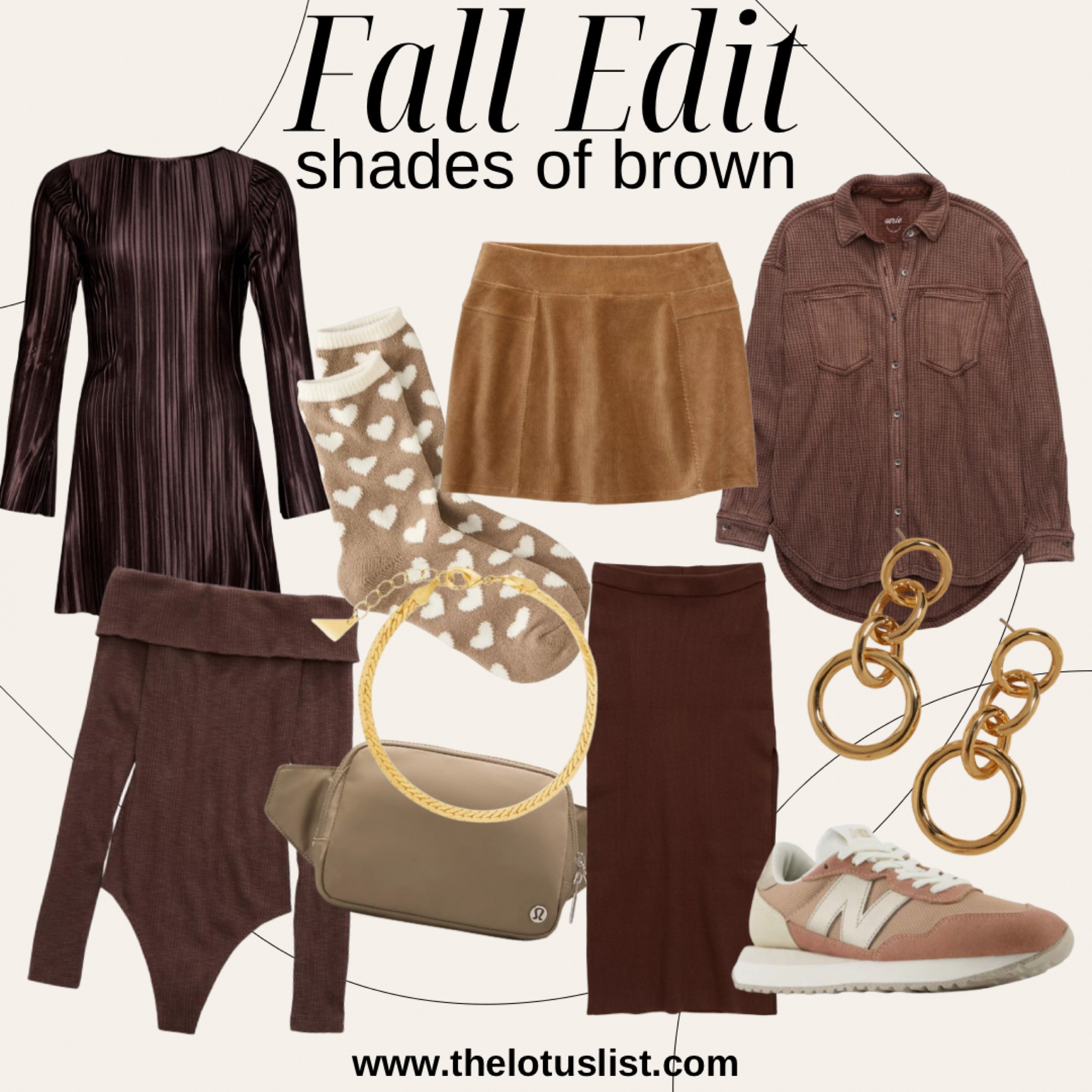 Fall Edit - Shade of Brown

Ltkfindsunder100 / ltkfindsunder50 / LTKitbag / LTKshoecrush / shades of brown / brown / neutral / brown fashion / brown skirt / gold earrings / gold bracelet / chain earrings / lululemon / lululemon belt bag / belt bag / belt bags / aerie / American Eagle / aerie finds / American Eagle finds / brown suede skirt / suede skirt / brown skirt / brown shacket / brown jacket / brown waffle knit shirt / brown maxi skirt / brown dress / fall dress / fall outfit / fall outfits / autumn outfit / autumn outfits / socks / crew socks / fall sale / sale alert 

#LTKSaleAlert #LTKSeasonal #LTKStyleTip