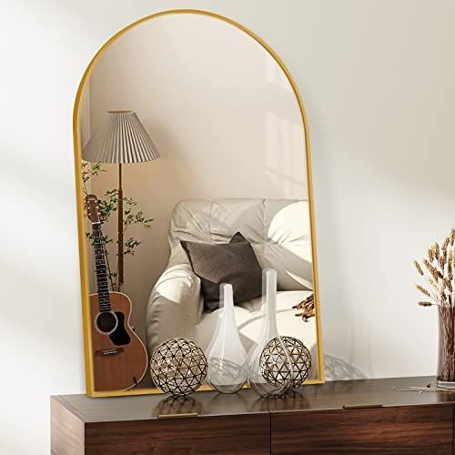 FARUIFETT Arched Wall Mirror, 24x36 Arched Bathroom Mirror Glod Wall Mounted Mirror with Metal Fr... | Amazon (US)