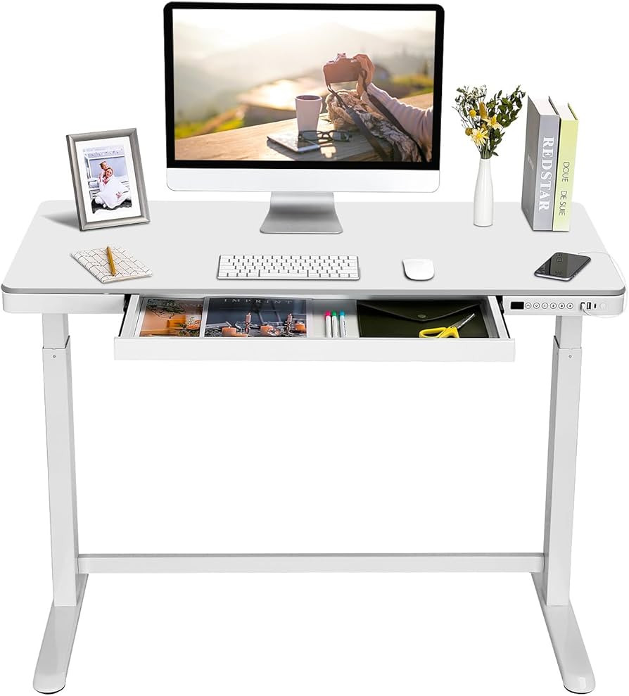 SANODESK Standing Desk with Drawer, Electric Height Adjustable Home Office Desk with Storage & US... | Amazon (US)