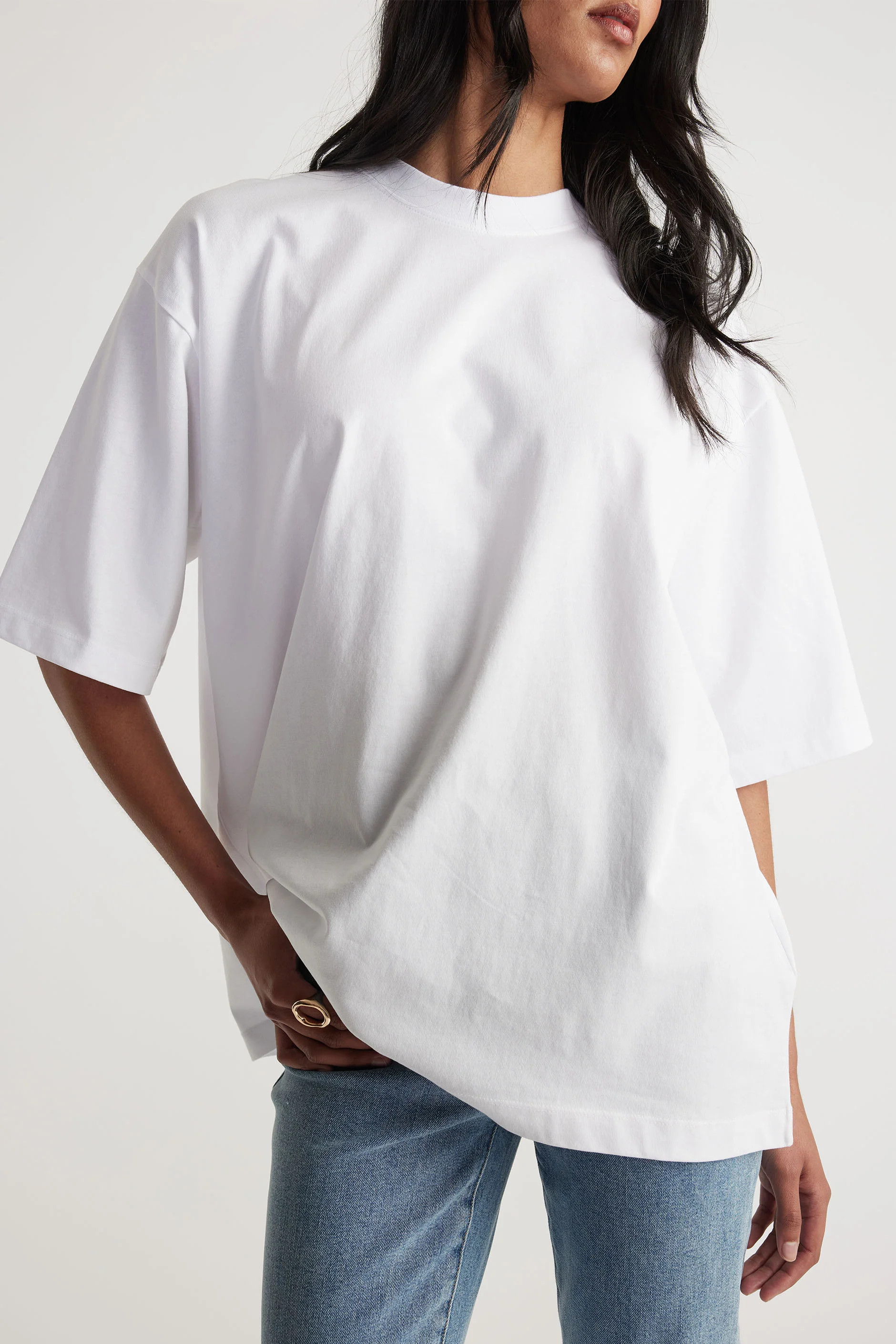 Isabella Oversized Tee - Bright White | DECJUBA