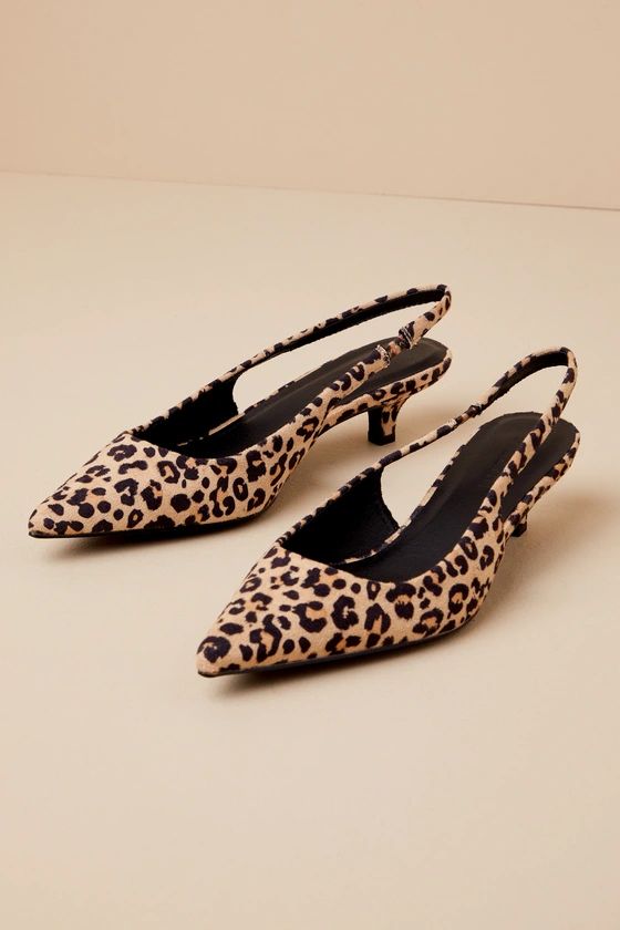 Felina Leopard Suede Pointed-Toe Kitten Heel Pumps | Lulus