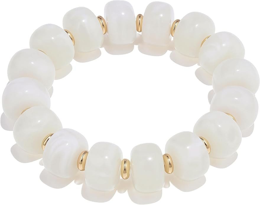 Chunky Beaded Bracelet for Women-Boho Bold Acrylic Resin Stretch Bracelets Trendy Summer Beach El... | Amazon (US)