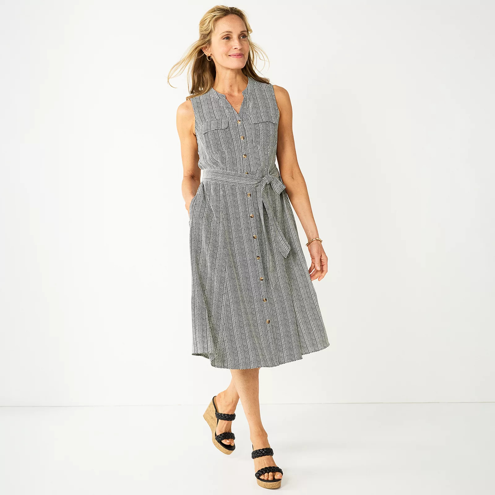 Women's Croft & Barrow Y-Neck Shirtdress, Size: Small, Lt Beige | Kohl's