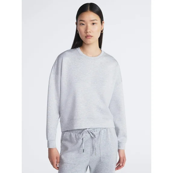 Scoop Women's and Women's Plus New Scubaknit Cropped Sweatshirt with Drop Sleeves, Sizes XS-4X | Walmart (US)