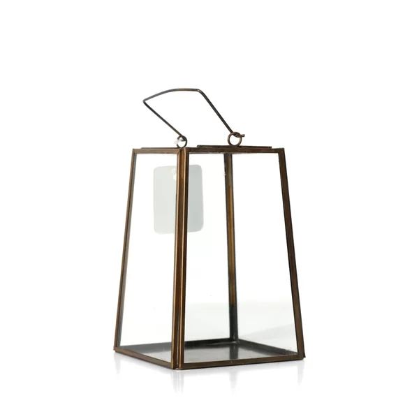 Geometrical Tall Glass and Metal Lantern | Wayfair North America