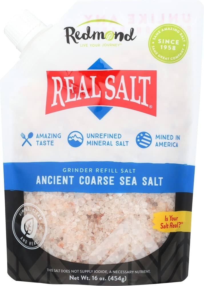 Redmond Real Sea Salt - Natural Unrefined Gluten Free Coarse, 16 Ounce Pouch (1 Pack) | Amazon (US)