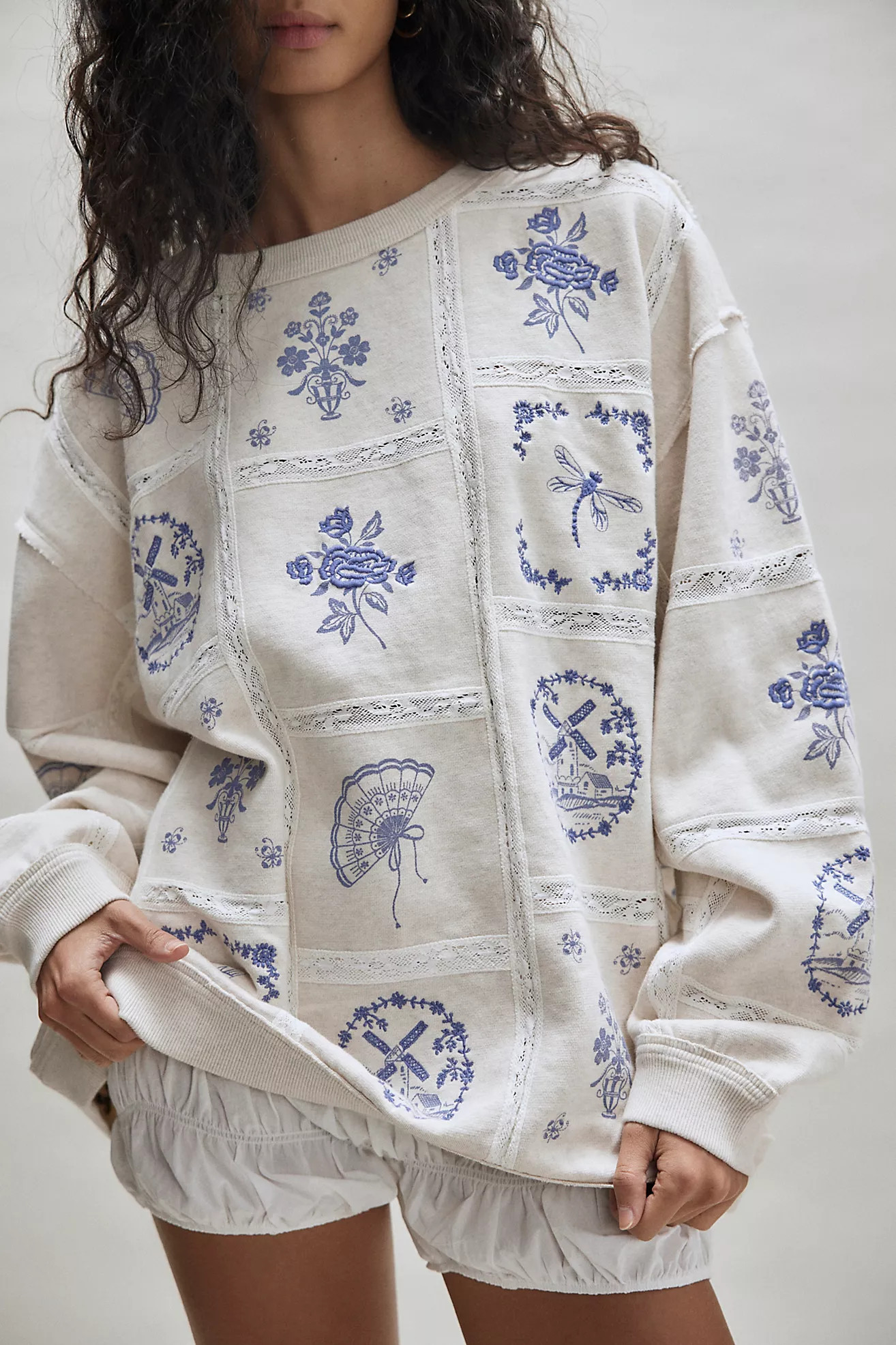 Rudy Lace Embroidered Sweatshirt | Free People (Global - UK&FR Excluded)