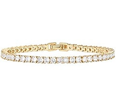 PAVOI 14K Gold Plated 3mm Cubic Zirconia Classic Tennis Bracelet | Gold Bracelets for Women | Siz... | Amazon (US)