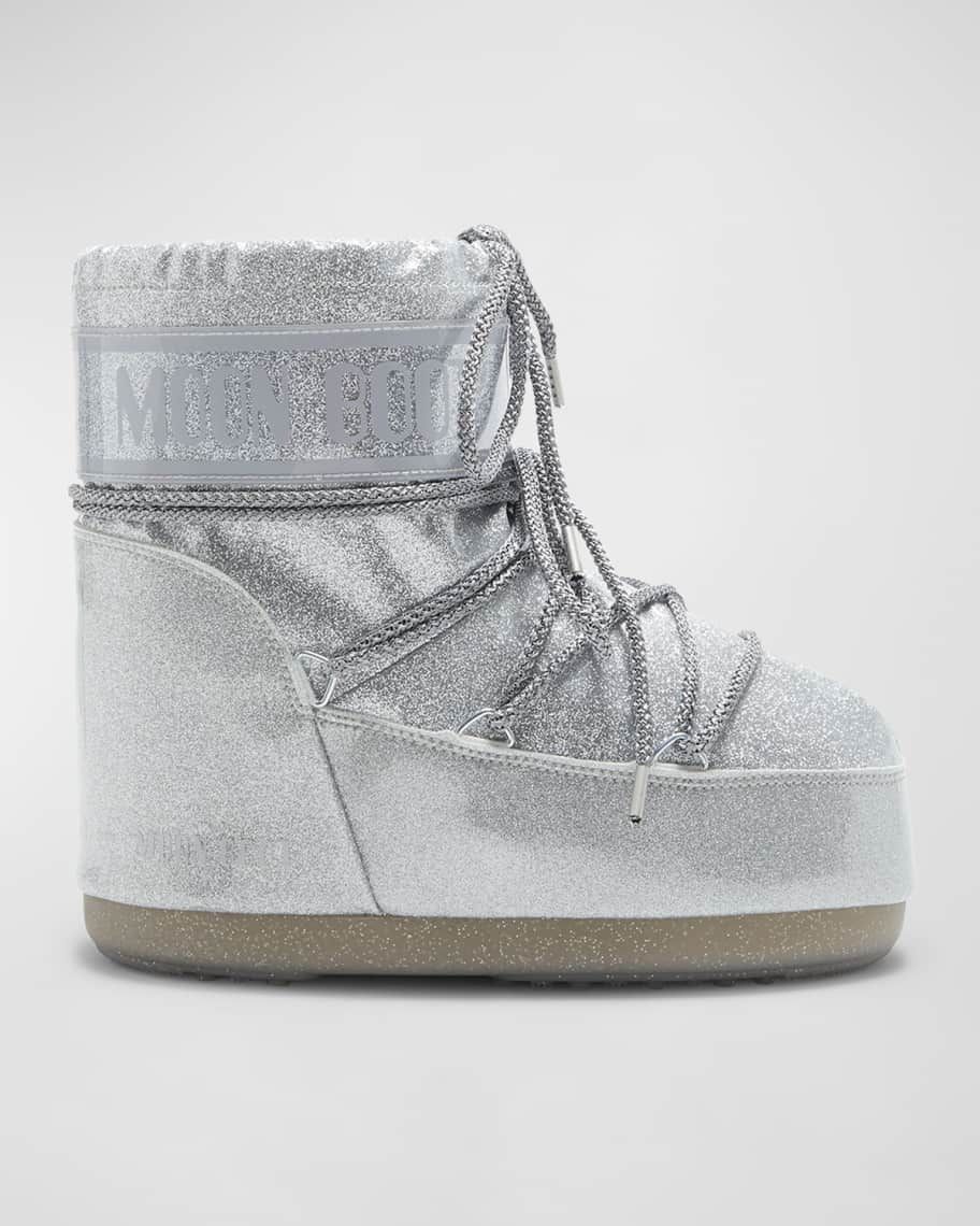 Moon Boot Icon Glitter Lace-Up Short Snow Boots | Neiman Marcus