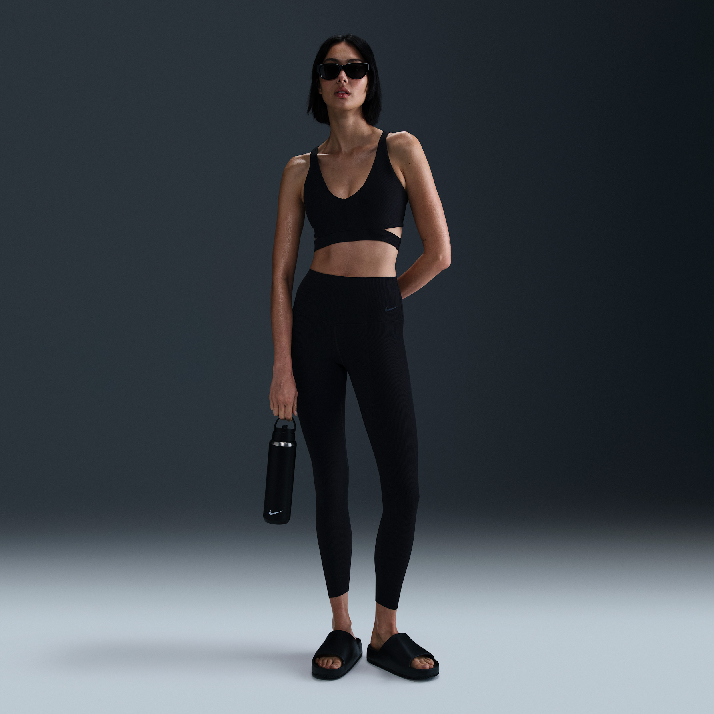 Nike Women's Zenvy Rib High-Waisted 7/8 Leggings in Black | HF1443-010 | Nike (US)