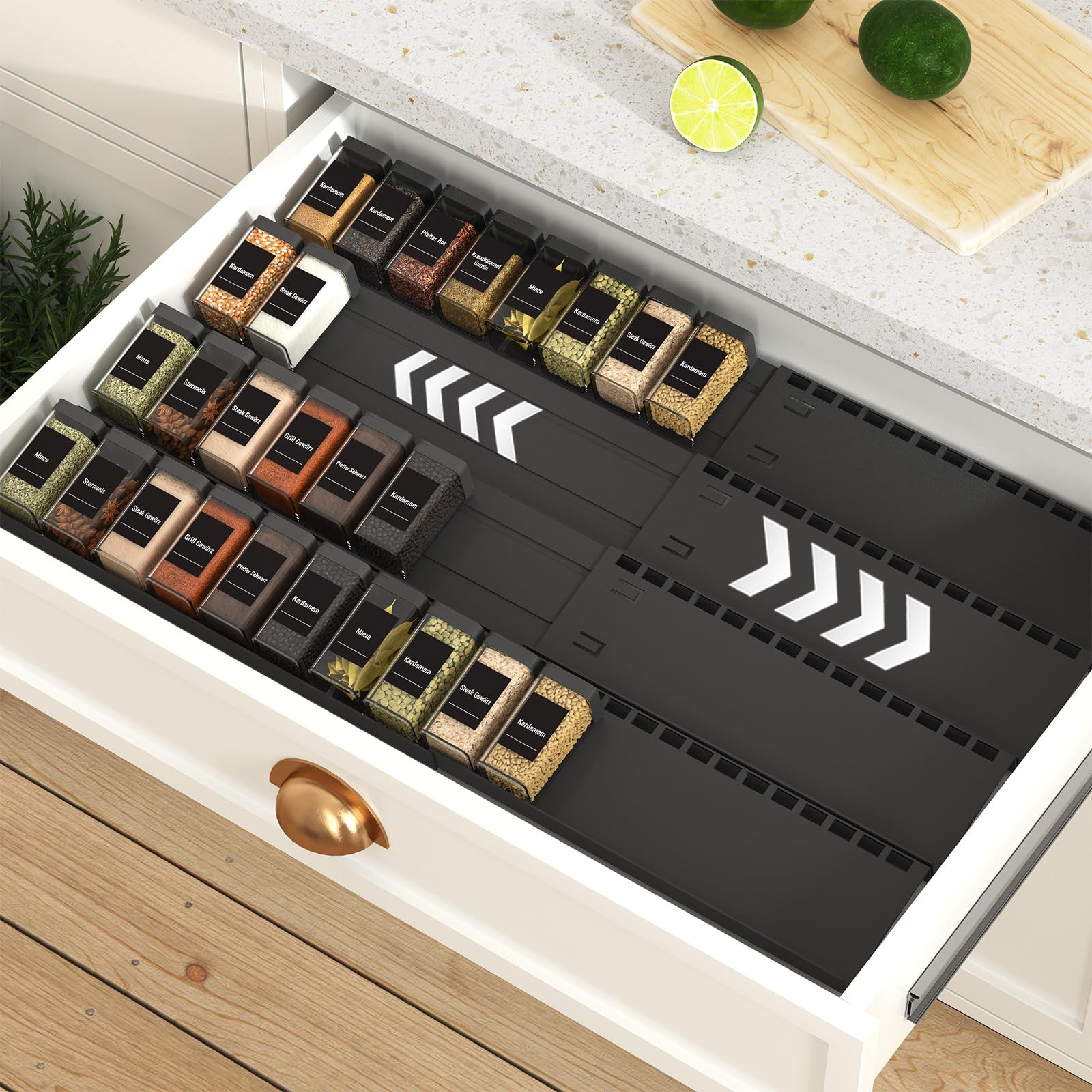 4-Tier Spice Drawer Organizer - 4 Pack Expandable Seasoning Rack (13" to 24.4") for Kitchen Drawe... | Amazon (US)