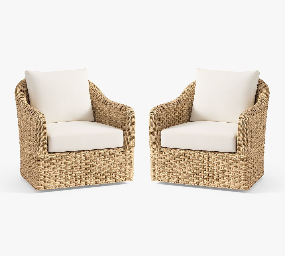 Boca Wicker Outdoor Swivel Lounge Chair | Pottery Barn (US)