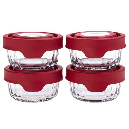 Anchor Hocking TrueSeal Sculpted 8-piece Minis Glass Food Storage Set - Red | HSN