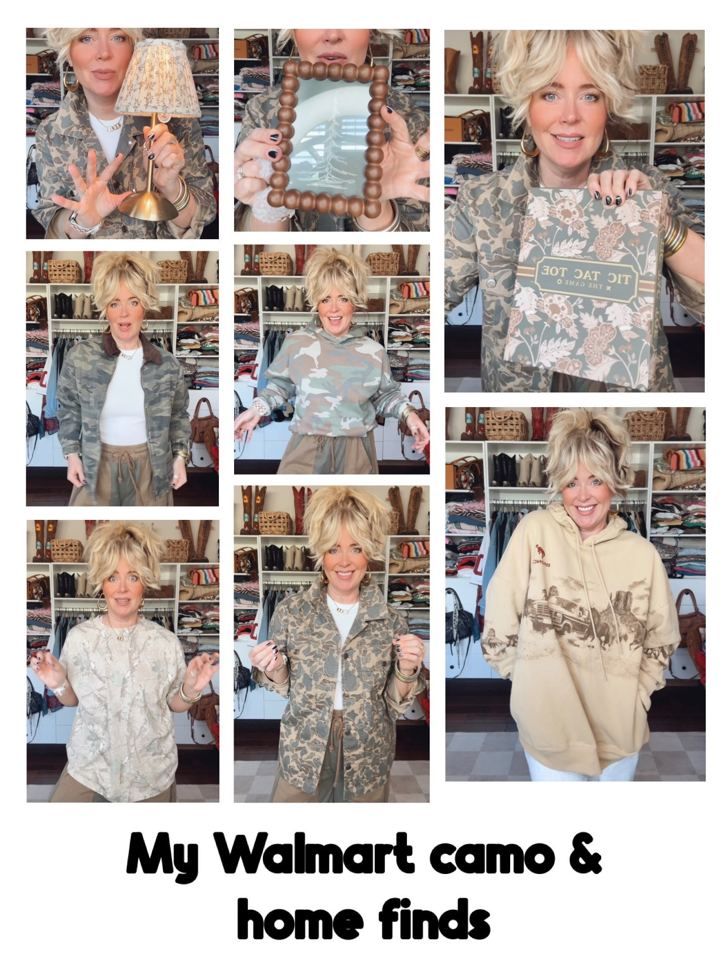 Walmart camo and home finds! 
Bronco hoodie XL
Camo hoodie S
Camo tee M
Women’s camo bomber M
Men’s utility jacket M

#LTKxWalmart #LTKOver40