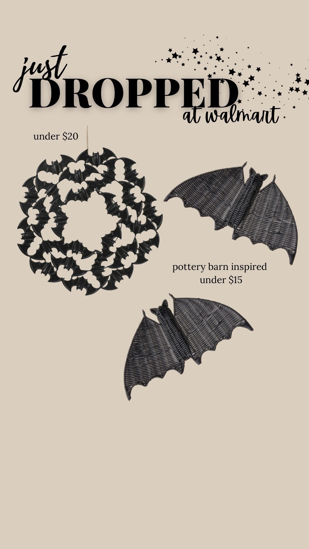 Walmart is killing it this year! Just dropped this bat wreath for under &20 and these rattan pottery barn inspired bats for $12! Run!! 

#LTKHome #LTKFindsUnder50 #LTKSeasonal