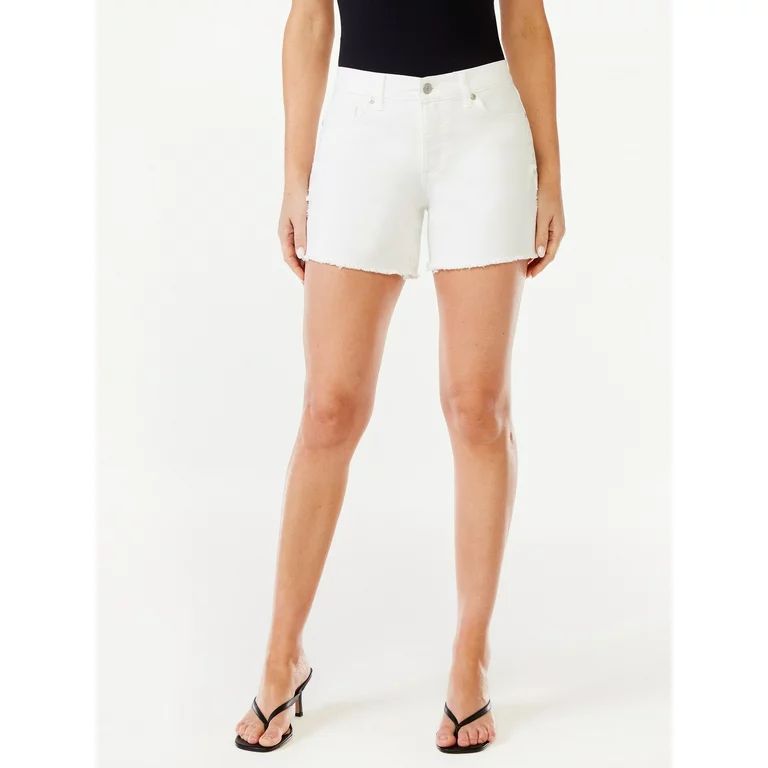 Sofia Jeans Women's Lila Relaxed Straight Mid Rise Destructed Hem Shorts | Walmart (US)