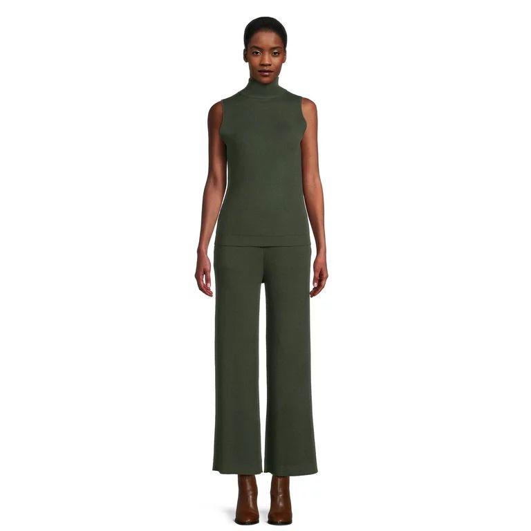 Time and Tru Women's Mock Neck Top and Wide Leg Pants Set, 2-Piece, Sizes XS-3XL - Walmart.com | Walmart (US)