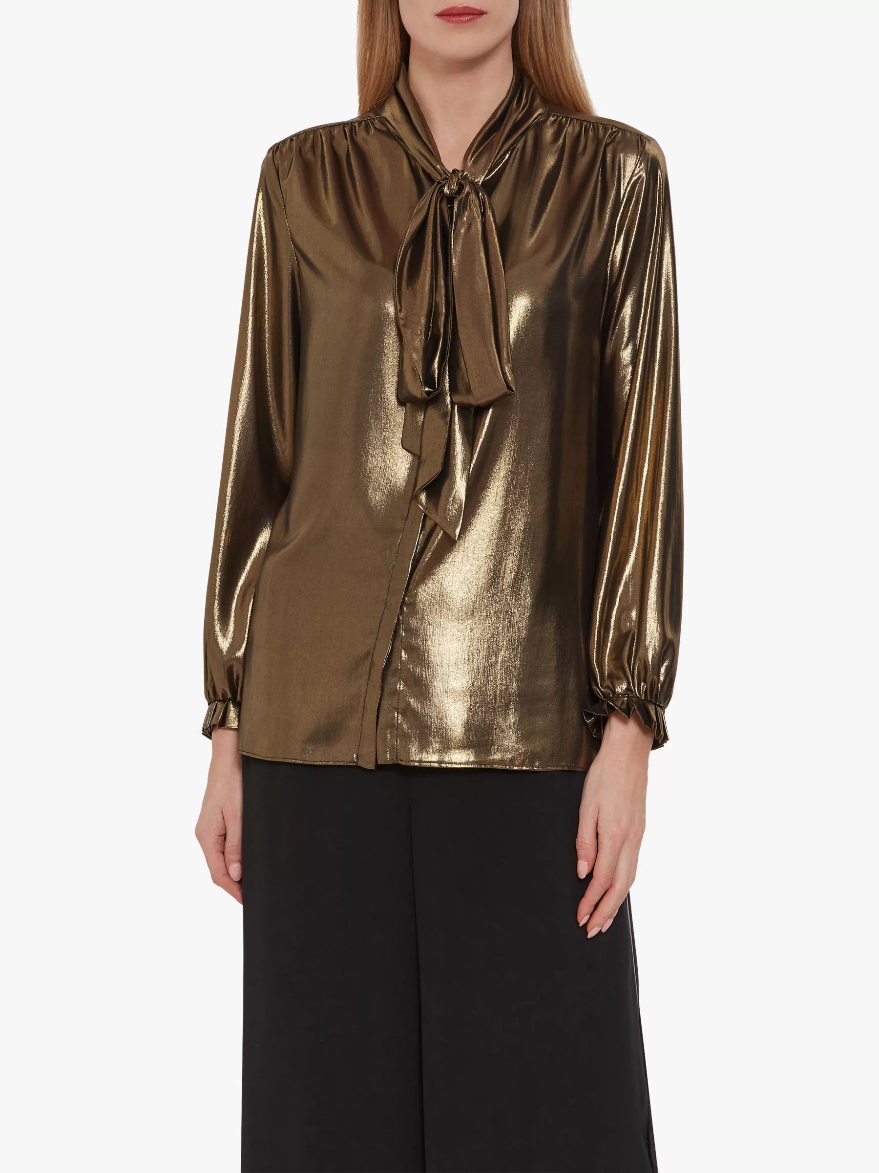 Gina Bacconi Kezia Metallic Chiffon Blouse, Black/Gold | John Lewis (UK)