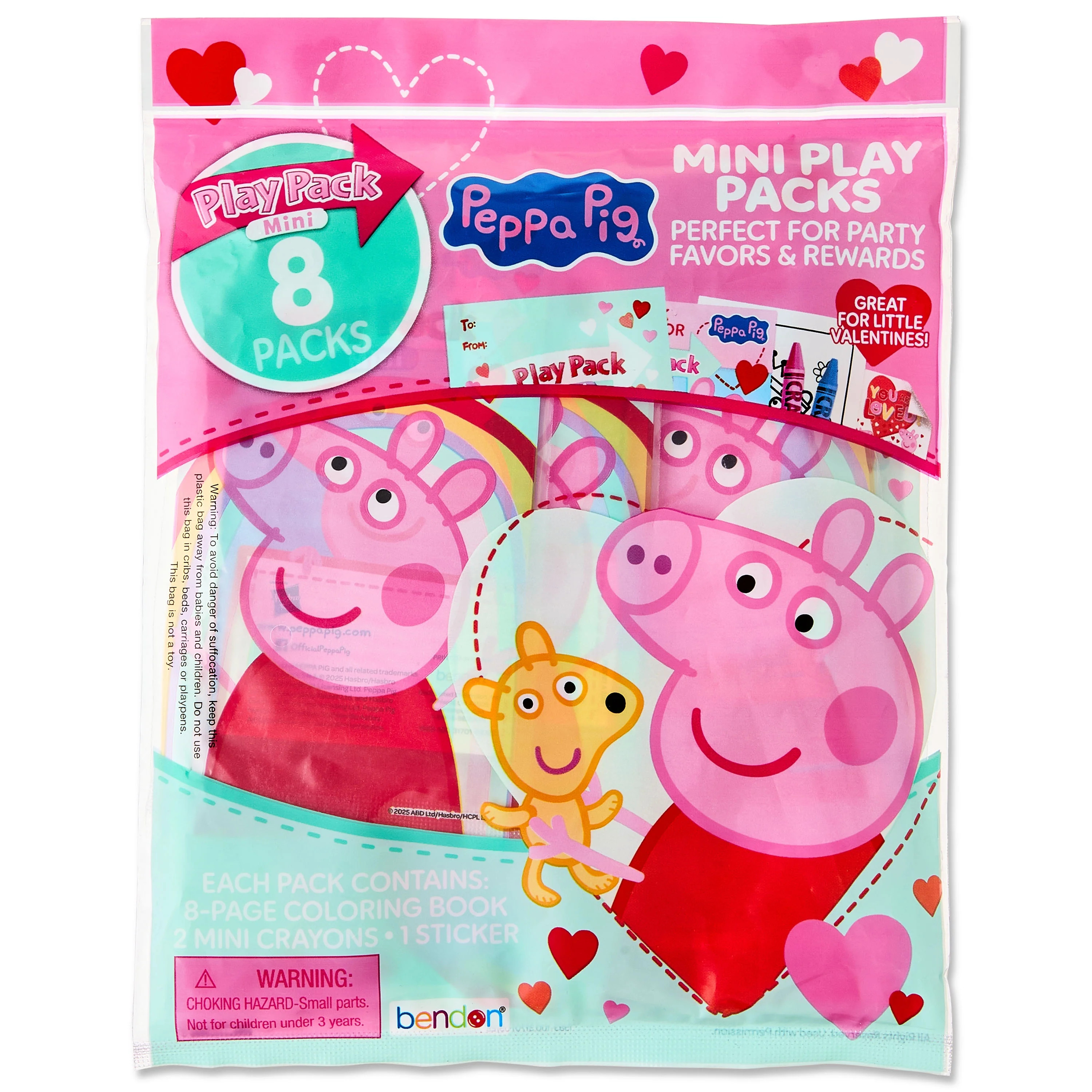 Peppa Pig 8 Count Mini Play Pack with Small Coloring Book and Crayons, Valentine's Day Greeting C... | Walmart (US)