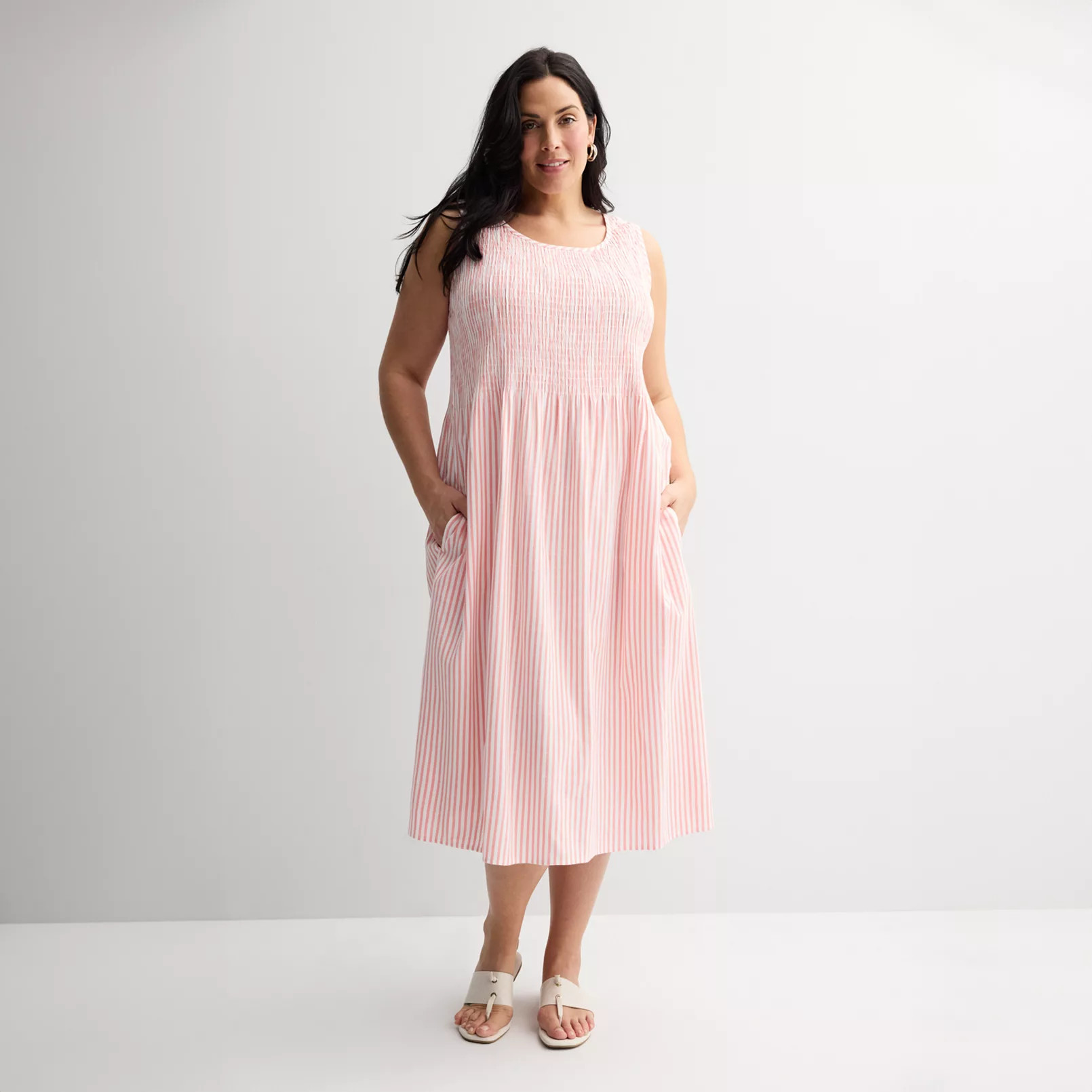 Plus Size Croft & Barrow® Smocked Midi Dress | Kohl's