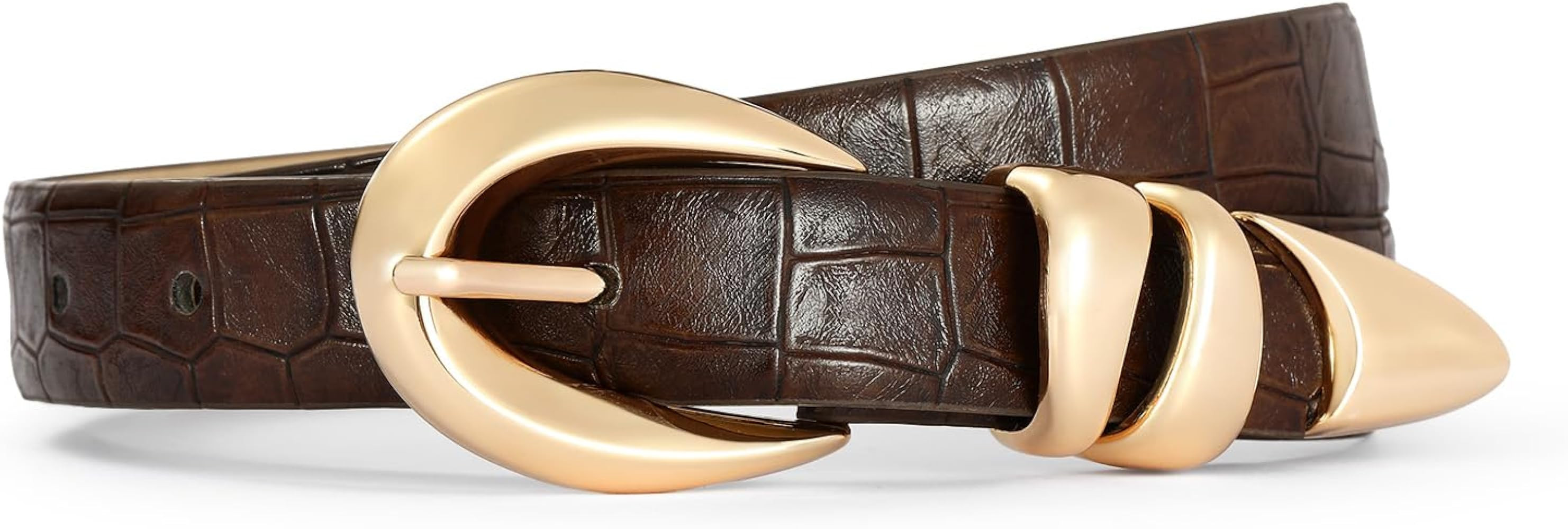 Belts for Women with Gold Buckle for Jeans, Dress Leather Belts | Amazon (US)