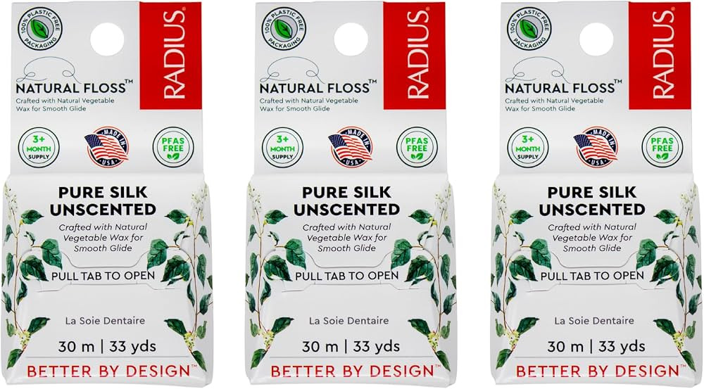 RADIUS Natural Silk Dental Floss, Now 30% Thinner for Smooth Glide in Tight Teeth, Hand-Spun Silk... | Amazon (US)
