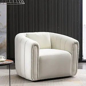 ANJ Swivel Barrel Chair with Plump Pillow, Modern Channel Velevt Accent Chair, Comfy Round Armcha... | Amazon (US)
