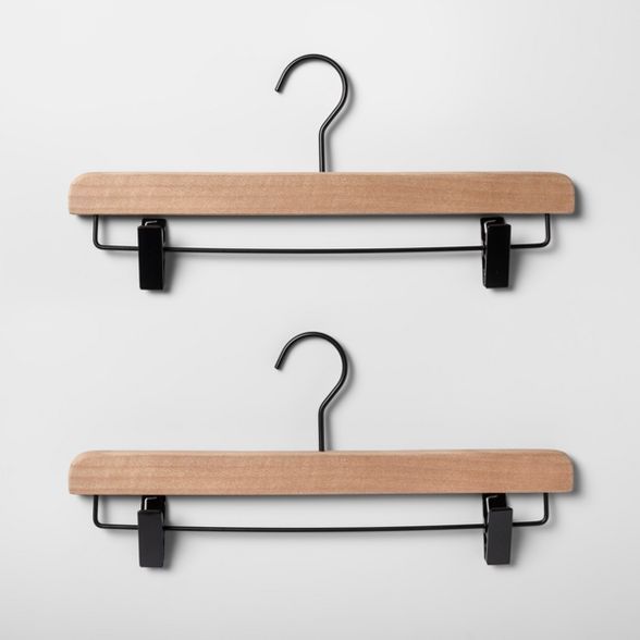 2pk Wood Pant Hangers with Clips Natural - Brightroom™ | Target