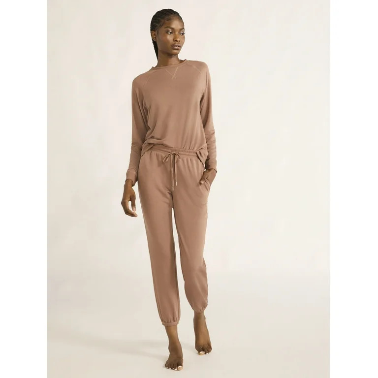 Joyspun Women's and Women’s Plus French Terry Sweatshirt and Joggers Set, 2-Piece, Sizes XS to ... | Walmart (US)