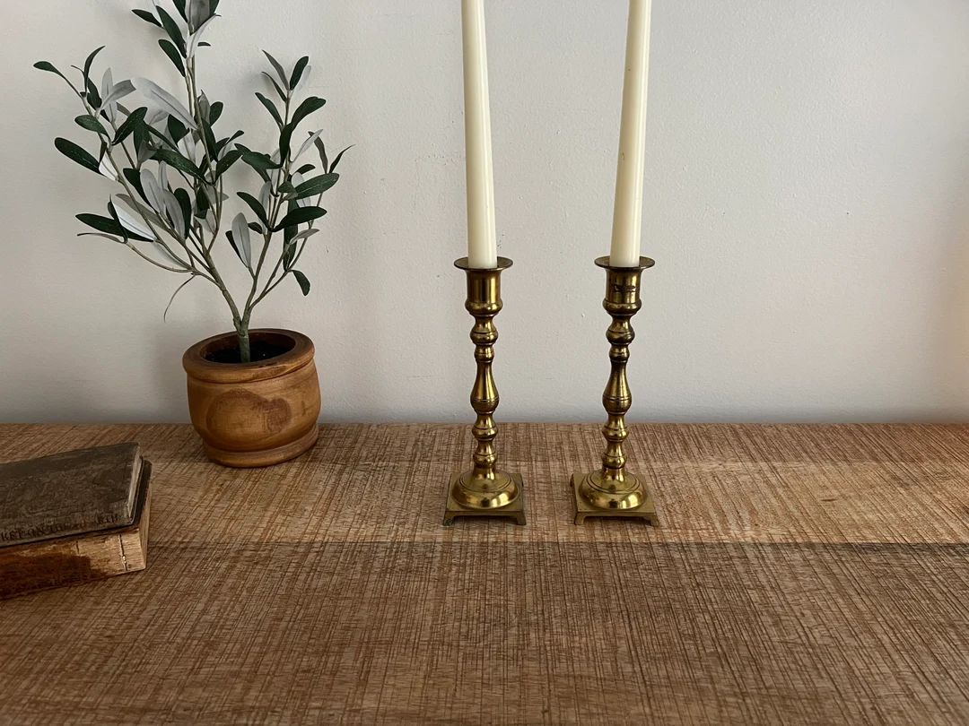 Vintage Brass Candlesticks set of 2 | Etsy (US)