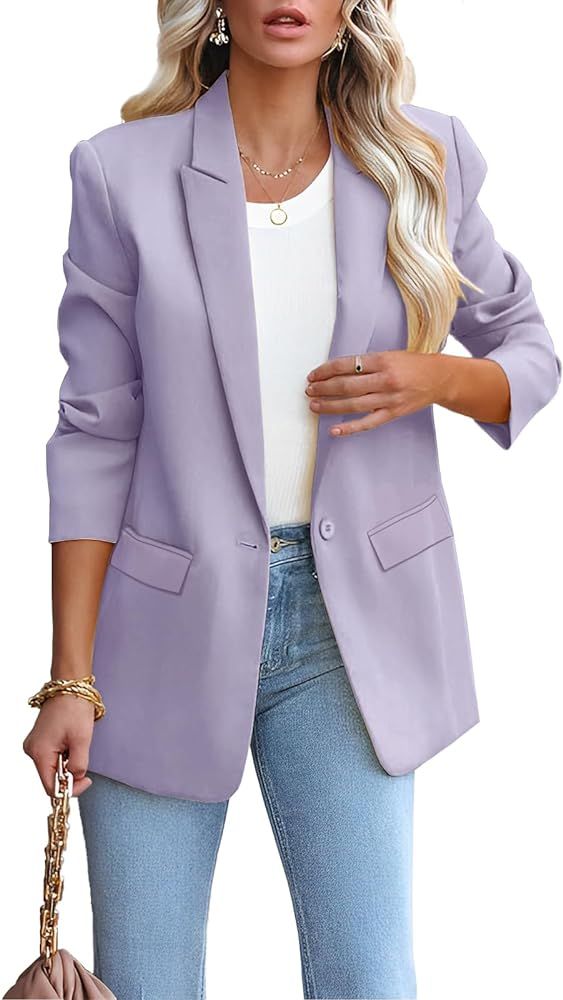 LCRRRN Womens Casual Loose Blazers Long Sleeve Pockets Work Office Jacket Blazer Suit | Amazon (CA)