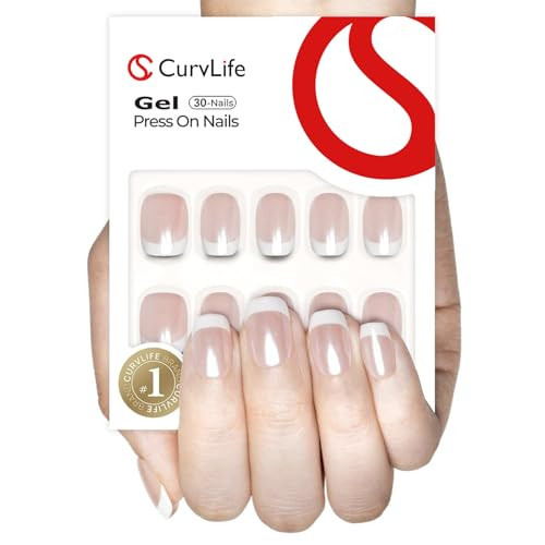 Curvlife Soft Gel Press on Nails with French Tips and Glossy Short Size Design Full Cover 15 Sizes Gel Nails, Women Reusable Nail Kit with Nail Glue Adhesive Tabs Nail File | Amazon (US)