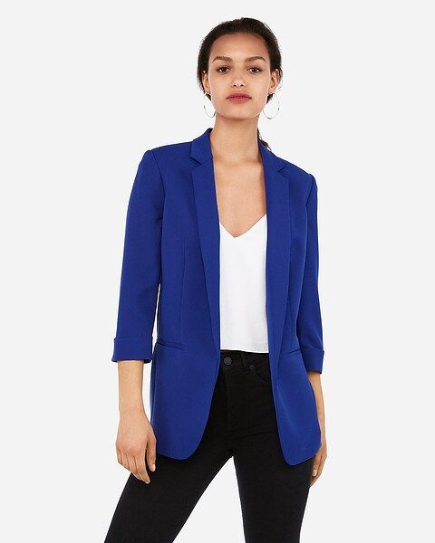 rolled sleeve boyfriend blazer | Express