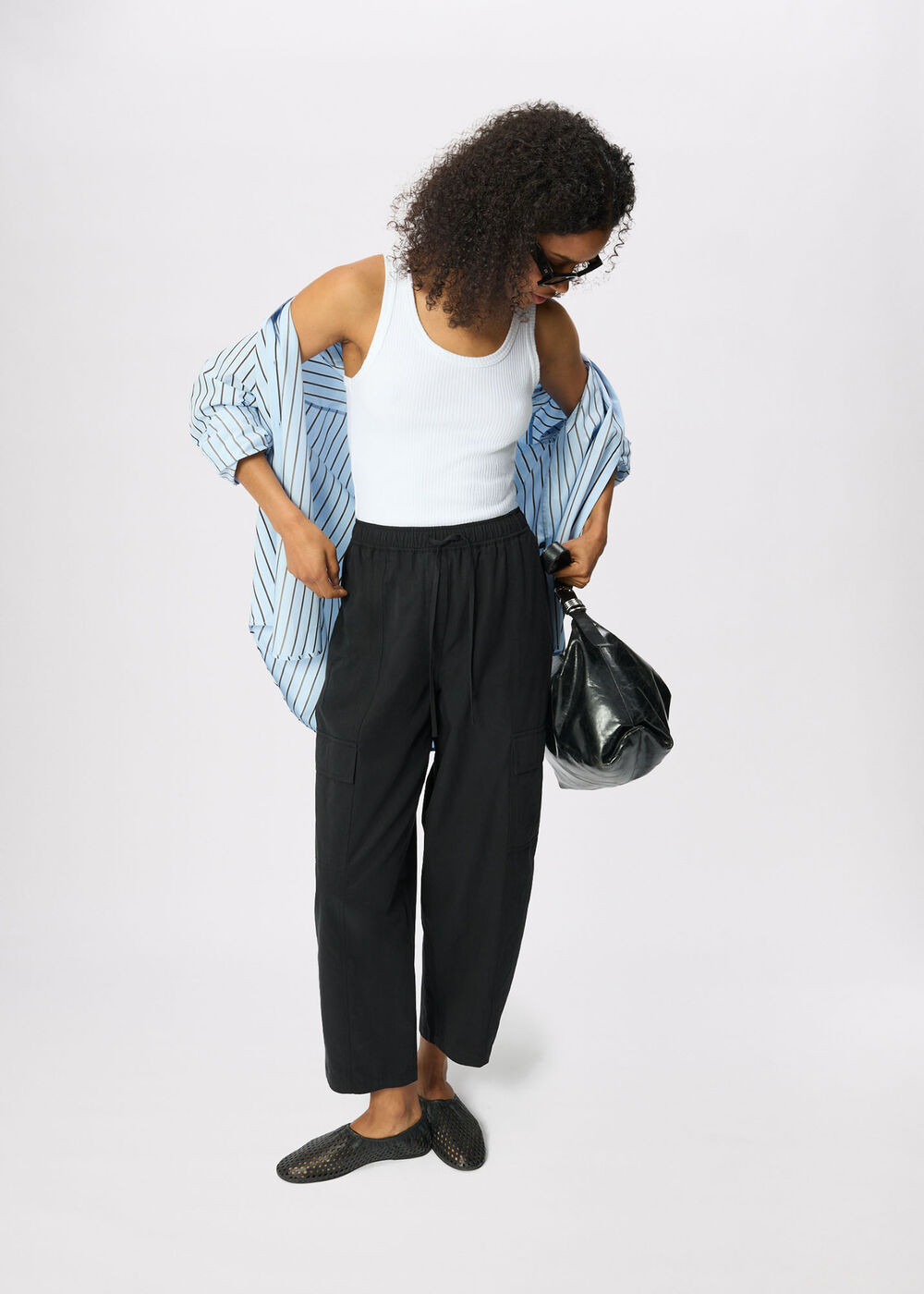 Washed Black Utility Cotton Barrel Trouser | Whistles