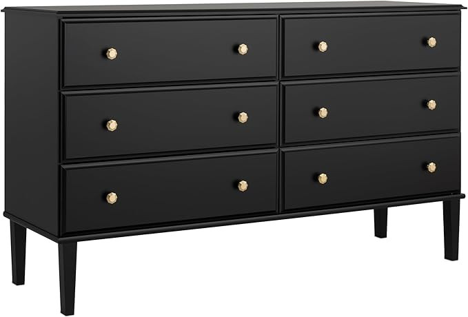 Prepac Lux Dresser, Black Dresser for Bedroom, Chest of Drawers with 6 Drawers 18.5" D x 56.25" W... | Amazon (US)