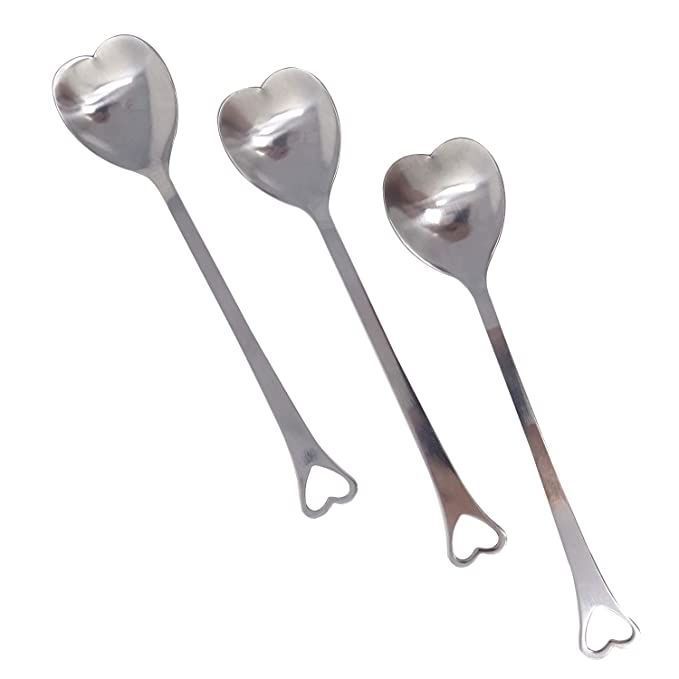 Honbay 10PCS 14.3cm/5.6Inch Stainless Steel Creative Lovely Sweet Heart Shape Fine Polishing Coff... | Amazon (US)