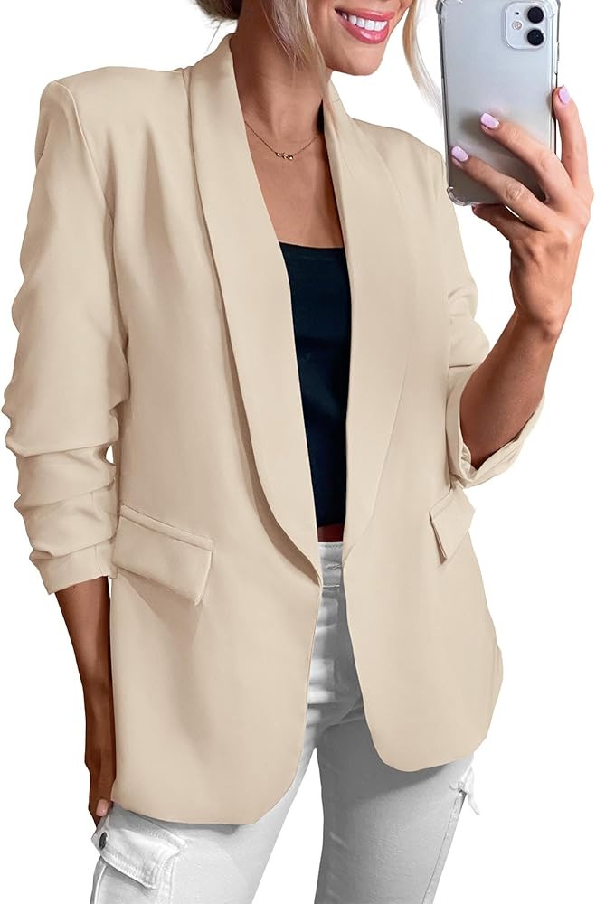 KIRUNDO Womens Blazer 2025 Spring Fall Bussiness Casual Long Sleeve Open Front Work Office Dressy... | Amazon (US)