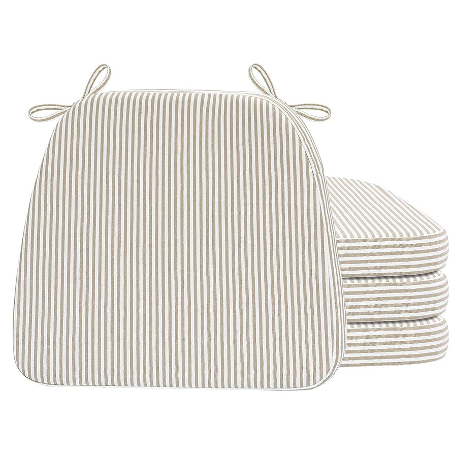 AAAAAcessories D-Shaped Chair Cushions, 2" Thick Dining Chair Pads with Ties and Removable, Machi... | Amazon (US)