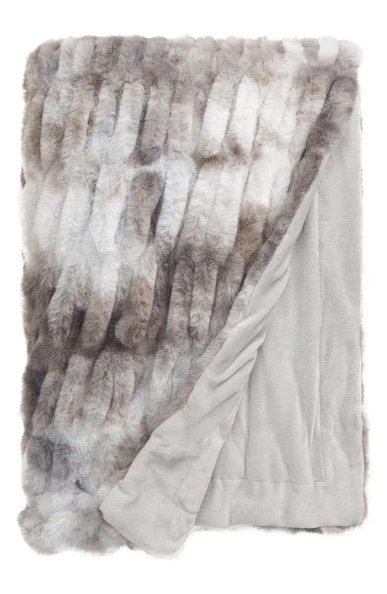 Ruched Faux Fur Throw Blanket | Nordstrom