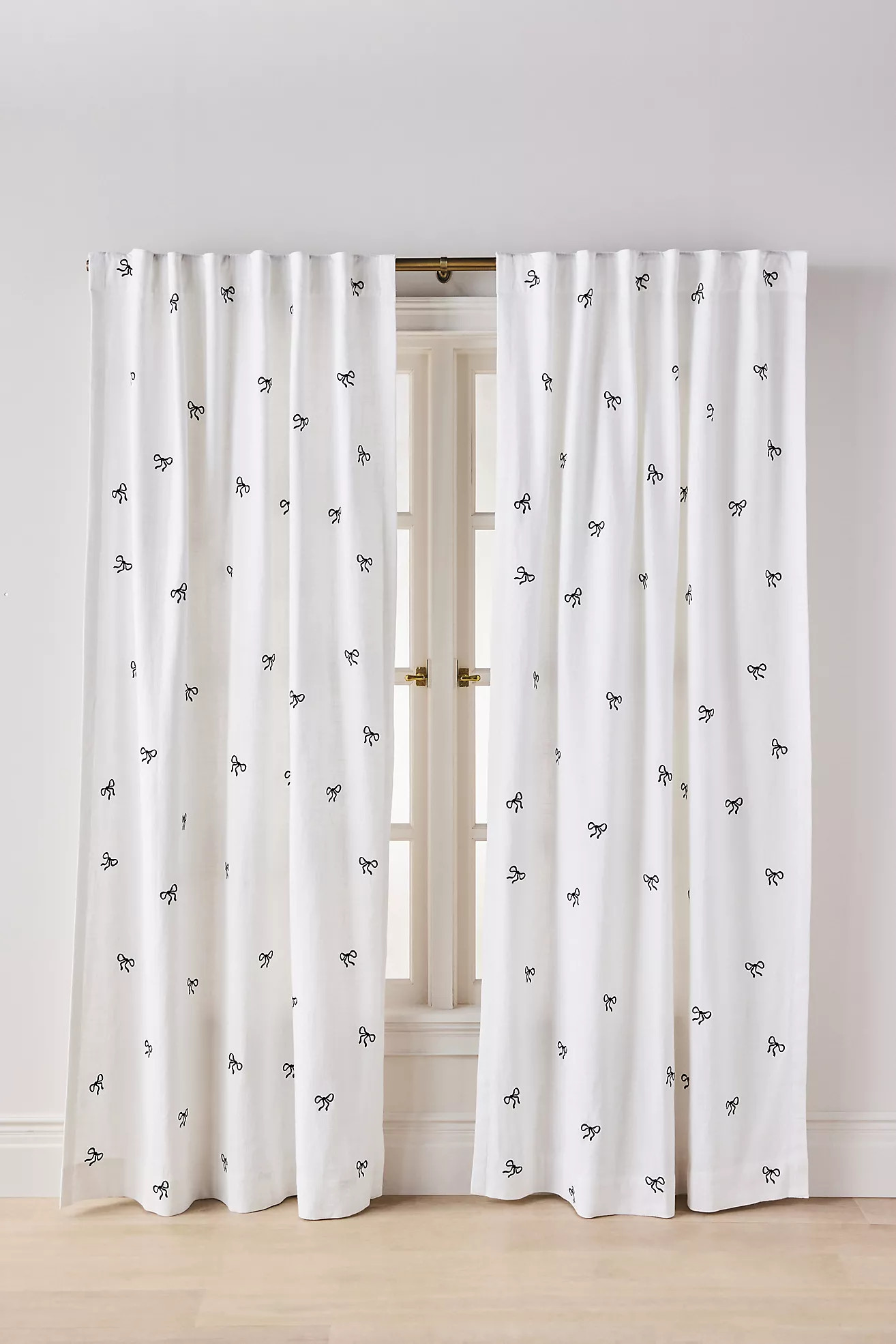 Maeve Cotton Embroidered Bow Curtain | Anthropologie (US)